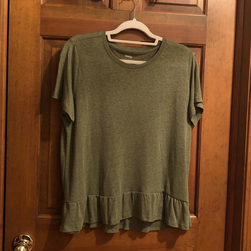 Sonoma Linen-Blend Sage Green Top NWOT